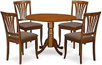 Vista 2 de East West Furniture DLAV5-SBR-C - Juego de mesa de comedor, 5 piezas