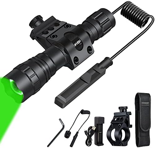 DARKBEAM Green Light Flashlight Tactical LED USB Rechargeable Zoomable Light Kit, Portable Mini Greenlight for Night Hunting, Observation, Fishing, Astronomy, Aviation, Rescue, with Clip