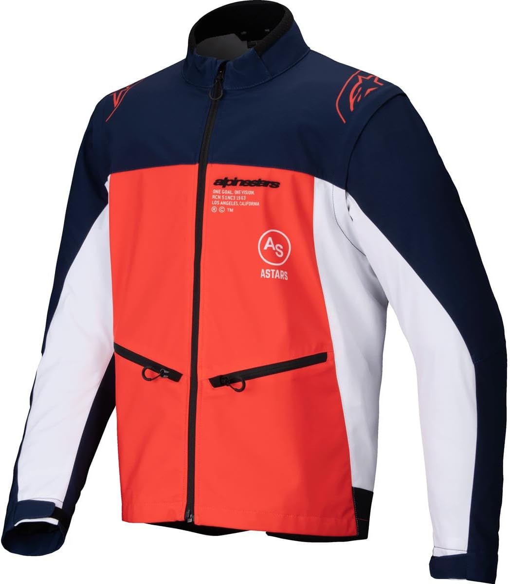 Chaqueta de motocicleta Lite Dura Softshell, equipamiento ligero para todo tipo de clima con protección cortavientos, armadura con certificación CE, diseño duradero para ciclistas urbanos, XL, azul marino/naranja intenso/blanco