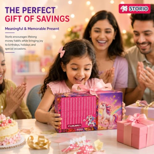 Image of Storio Unicorn Wooden Piggy Bank with Counter for Kids & Adults, Money Saving Box, Wooden Coin Bank with Number Counter, Cash Savings Bank, Coin Collection Box for Home Office Decor