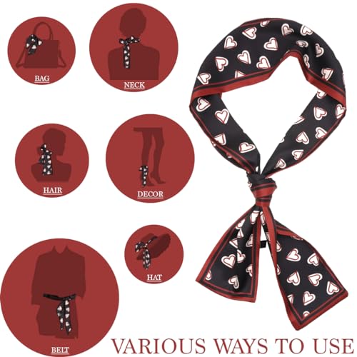Women's Designer Neckerchief Handbag Handle Ribbon Fashion Scarf Cute Heart Printed Hair Tie3