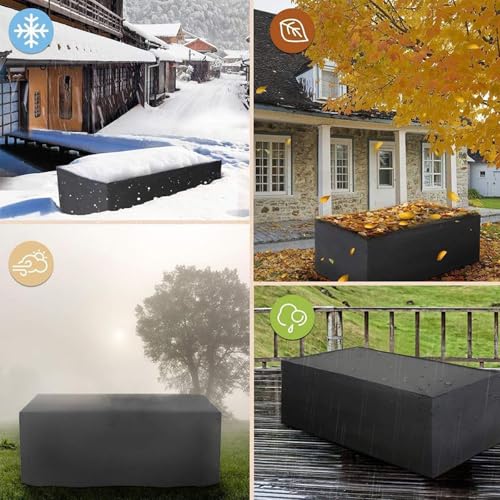 Housse imperméable meubles de jardin bâche protection table extérieur 420D anti-UV noire - 7