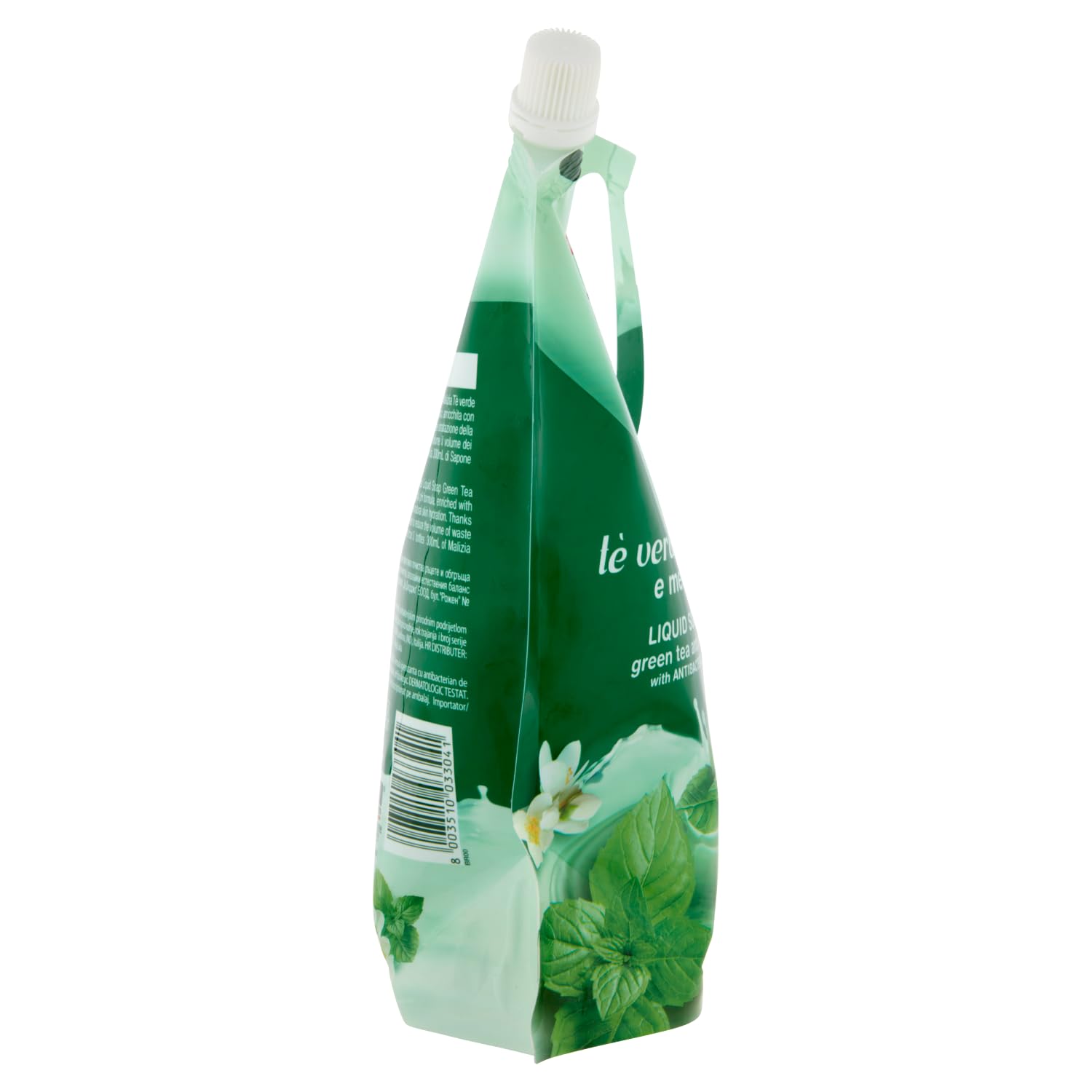 10 saponi Malizia Sapone Liquido – Sapone liquido con tè verde e menta – Ideale per mani e viso – Busta ricarica ecologica 1000 ml + portachiavi Beni Culinari