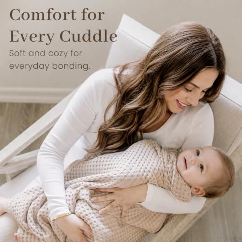 Image of Konssy Waffle Baby Blanket for Boys & Girls, Soft Newborn Swaddle Blanket | Waffle Knit, Cozy Crib Blanket Neutral for Nursery, Stroller & Toddler Bed, Machine Washable, 43 inch x 43 inch(Oat)
