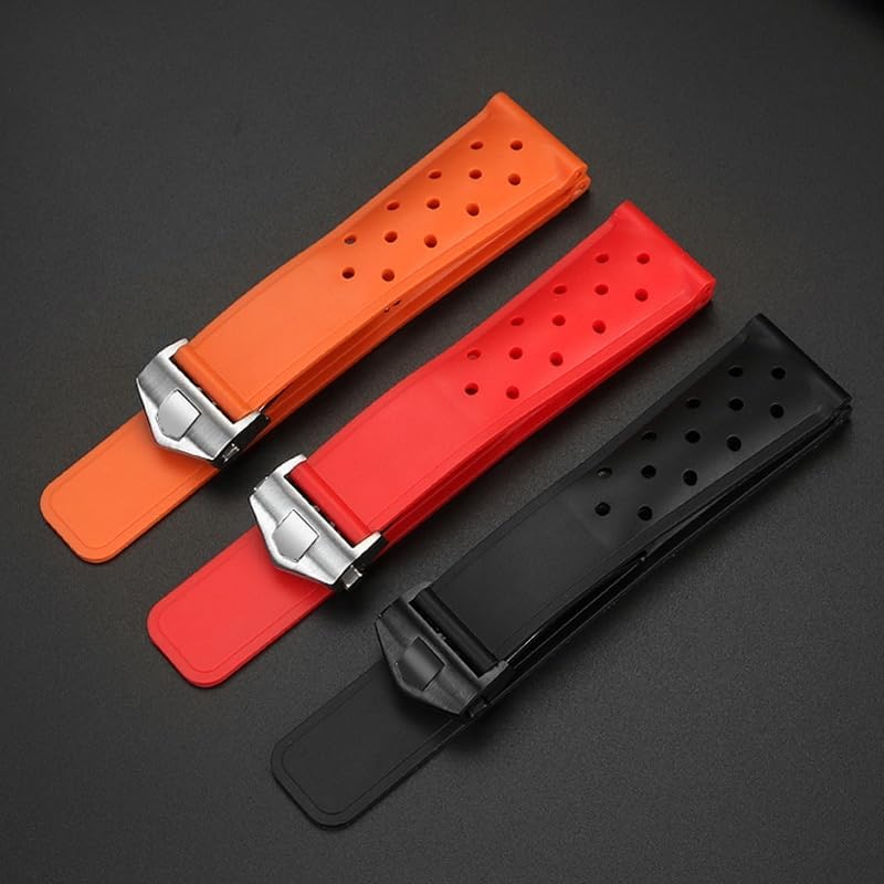 GUMMMY 22mm Breathable Silicone Watchband for TAG heuer F1 CAZ201 WAZ2113 CAZ1010 Series Watch Strap Soft Rubber folding buckle