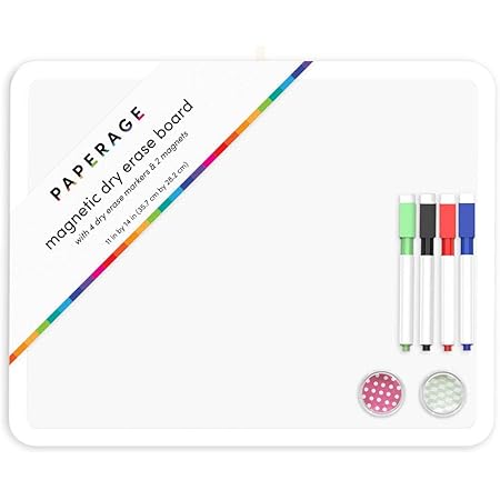 Dry Erase Board 11 by 14 in - Magnetic Whiteboard with 4 Markers and 2 Magnets- White Frame- for School, Home, Office, Remote Learning- Easy to Hang on Walls or Magnetic Surface