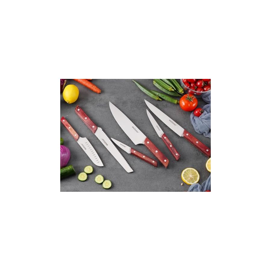 Chef Knives Set, 6-Piece Kitchen Knife Set, Sharp Professional Cooking Knives with High-Carbon-Stainless-Steel Blades