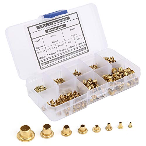 Ojales para Tela, 650 Piezas Remaches de Ojales de Latón Kit de Clasificación de Ojales de Metal Hueco Remaches para Kit de Ojales de Tela Accesorios de Hardware
