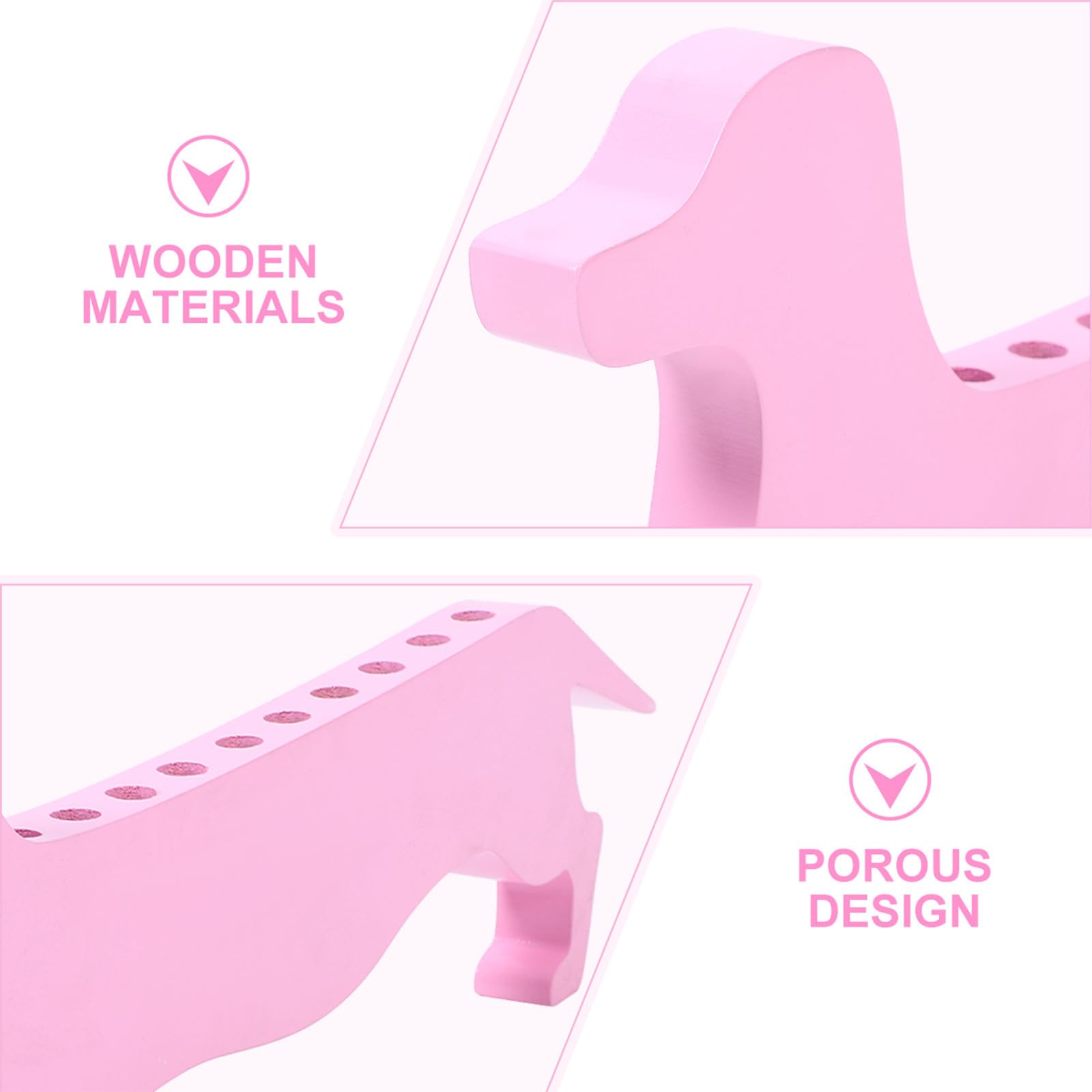 Estante para Pinceles de Madera Rosa Varios Compartimentos para Escritorio
