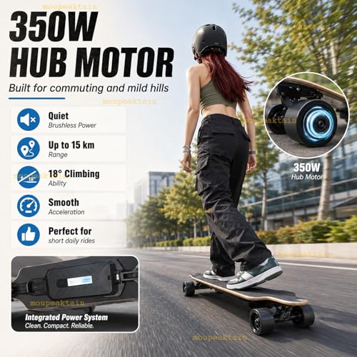 Longboard électrique 350W avec télécommande et 4 vitesses