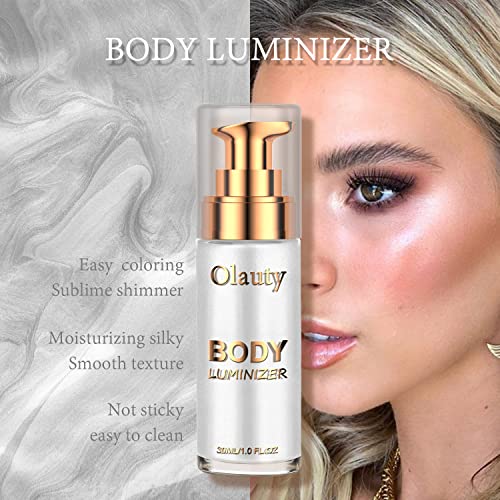 Firstfly Liquid Luminizer, Waterproof Moisturizing Light Shimmer Glow Illuminator For Face & Body, All In One Makeup Liquid Illuminator, Summer Body Luminizer, Face Body Highlighter（#06 Moonlight White） #TOP2