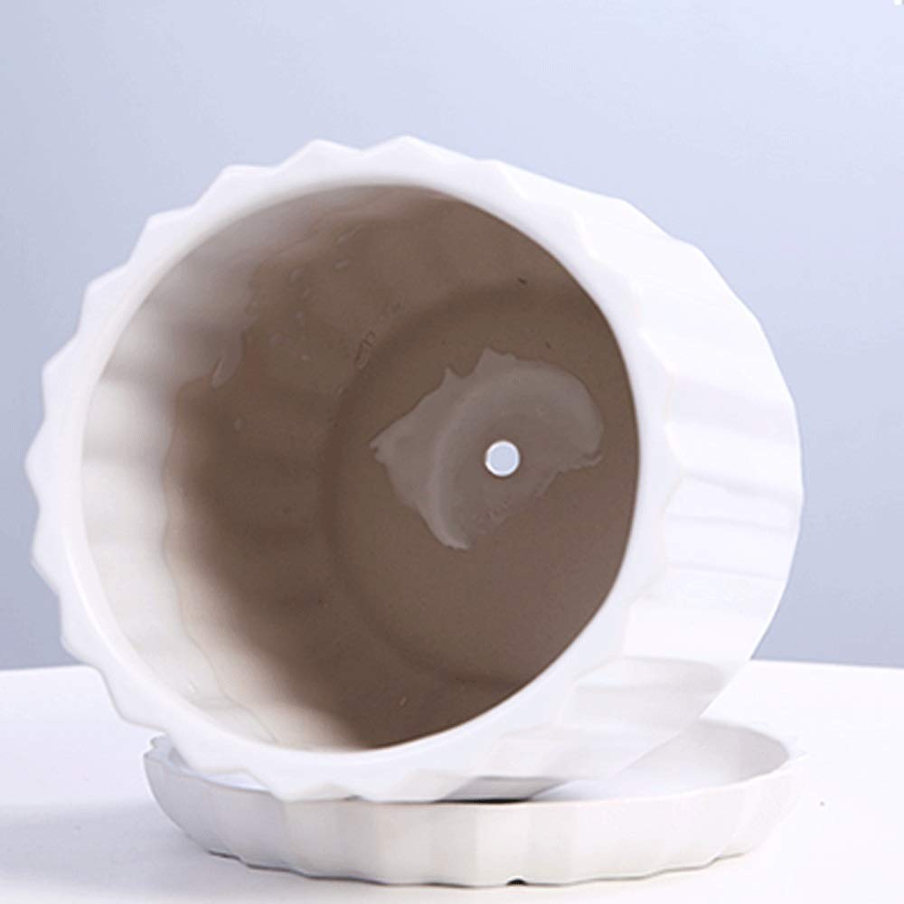 Doniczka do kwiatów do wnętrz w stylu serii, zielona rzodkiewka, doniczka z tacką ceramiczną, 3 rozmiary, doniczka na sukulenty i kaktusy, ciekawa dekoracja biurowa (szara, 14,5 cm x 17,2 cm