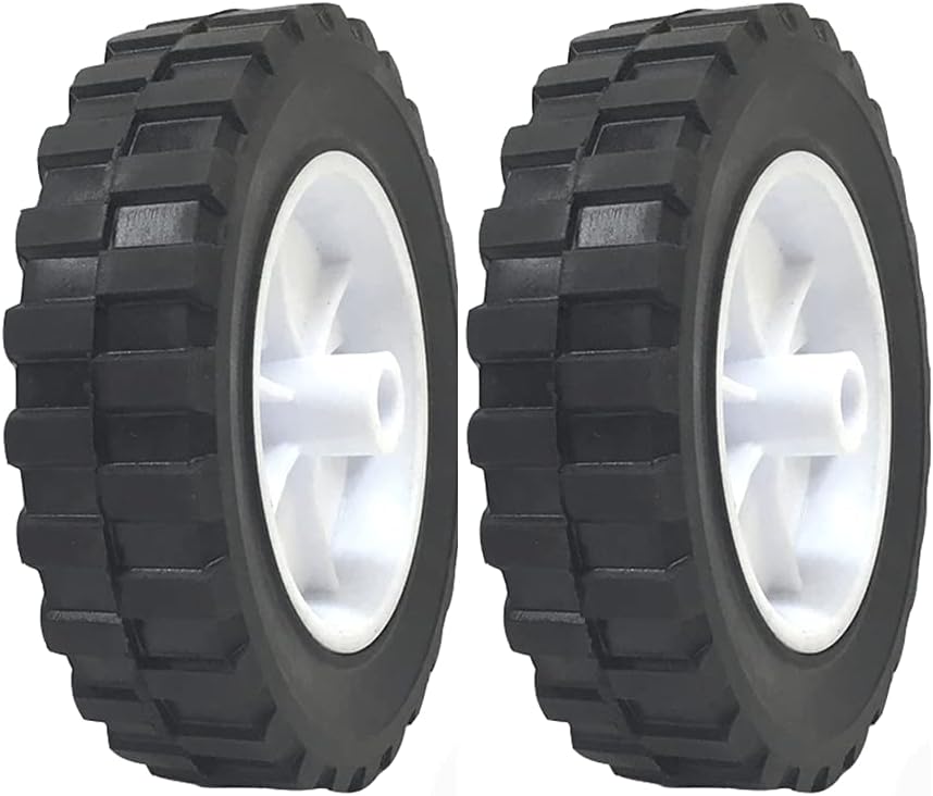 2 Pack - 6" x 1.5" Solid Rubber Flat Free Tire Hand Truck Plastic Wheel - โ 1/2" Axle Hole - 70 lbs Capacity