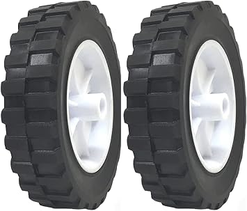 2 Pack - 6" x 1.5" Solid Rubber Flat Free Tire Hand Truck Plastic Wheel - 1/2" Axle Hole - 70 lbs Capacity