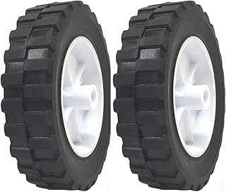 2 Pack - 6" x 1.5" Solid Rubber Flat Free Tire Hand Truck Plastic Wheel - – 1/2" Axle Hole - 70 lbs Capacity