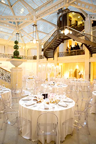 Rewomc 6 Pack Round Tablecloths - 120 Inch, White Polyester Table Cover For Round Table, Stain And Wrinkle Resistant Washable Fabric Table Cloth, Polyester Tablecloth For Wedding Banquet Parties #TOP5