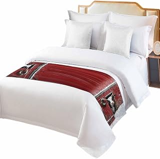 Christmas Dairy Cow Red Farmhouse Bed Runners & Scarves 102"x20" Decorative Bedding Scarf Snow Scene Winter Wreath Bow Luxury Bed Runner Protector Decorations for Bedroom Hotel Wedding