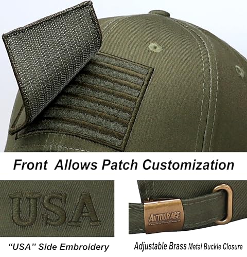 Image of Antourage American Flag Unisex Baseball Hat for Men and Women | USA Flag Mesh Snapback Flat Visor Cap + 2 Patriotic Patches