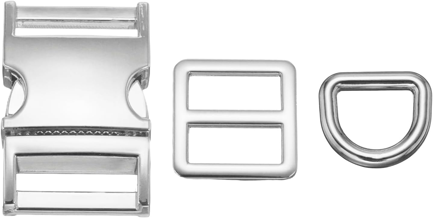 – sourcing map Metal Side Release Buckles Adjustable Quick Release Buckle with Tri-Glide Sliders D Rings for Nylon Strap Backpack