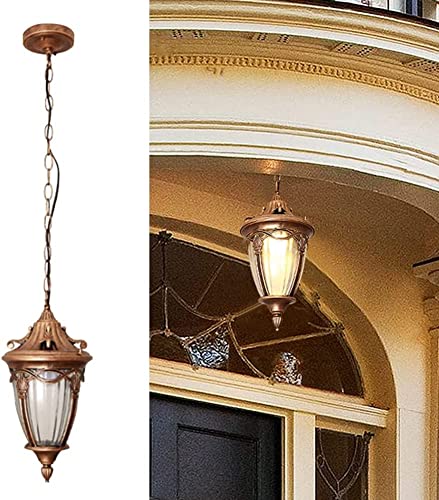 Lampe à Suspension en Verre d'Extérieur Rétro Lanterne de Plafond en Aluminium pour Porche