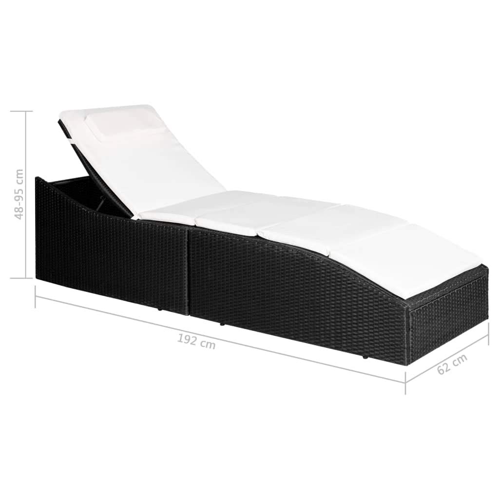 Tomostar Bain de Soleil, Chaise Longue Jardin Extérieur Transat pour Piscine avec Coussin Résine tressée Noir