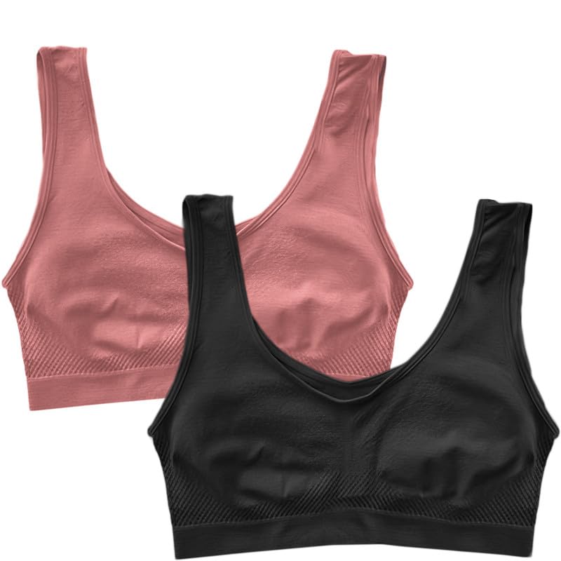 Image of Pack of 2 Seamless Air Bra: Stretchable, Non-Padded, Non-Wired Sports Bra for Women