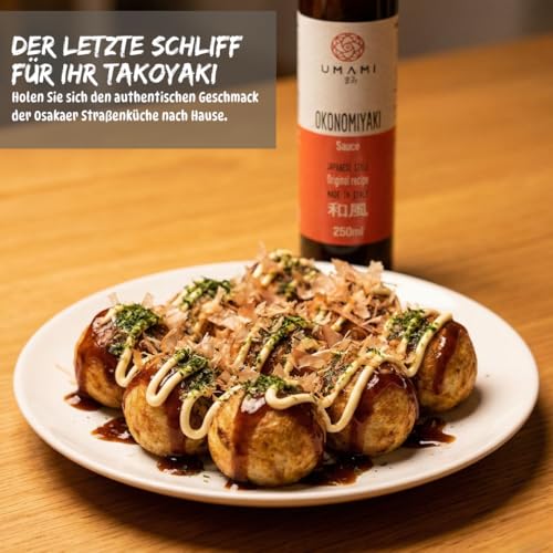 Umami Okonomiyaki-Sauce 250 ml, mit BIO-Obst und -Gemüse, hergestellt mit in Japan hergestellter handwerklich hergestellter Sojasauce, ohne Konservierungsstoffe, Farbstoffe oder GVO