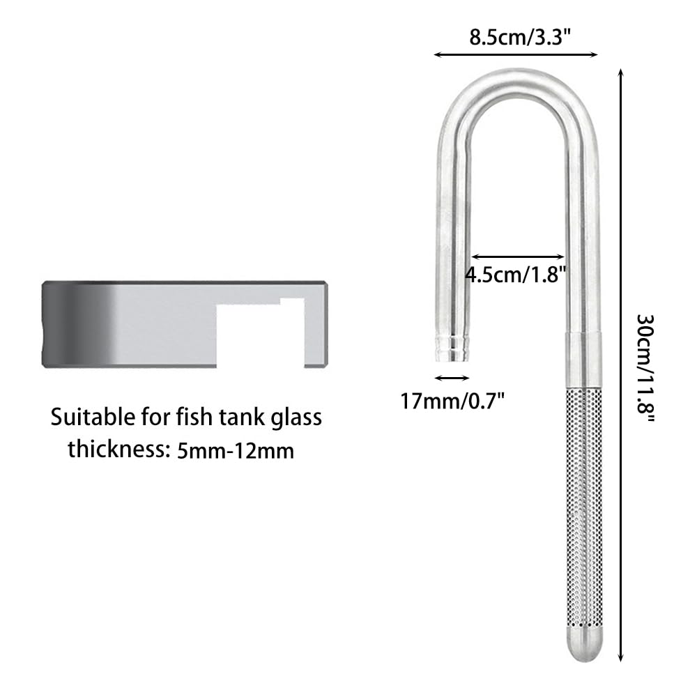 MiOYOOW Aquarium Inflow Outflow Pipe, 304 Stainless Steel Lily Pipe with Aluminum Alloy Fixing Clamp for Fish Tank Aquarium (12/16MM) - Image 2
