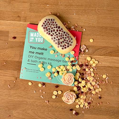 Naissance"You Make Me Melt" Make Your Own Organic Massage Bar and Bath Melts Kit Including Shea Butter,Jojoba Oil With Vitamin E, Himalayan Pink Salt & Reusable Silicone Moulds