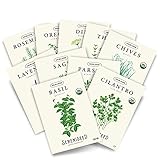 Sereniseed Certified Organic Herb Seed Collection (10-Pack) – 100% Non GMO, Open Pollinated, Heirloom Varieties, 2021 Packs – Guide for Indoor & Outdoor Garden Planting