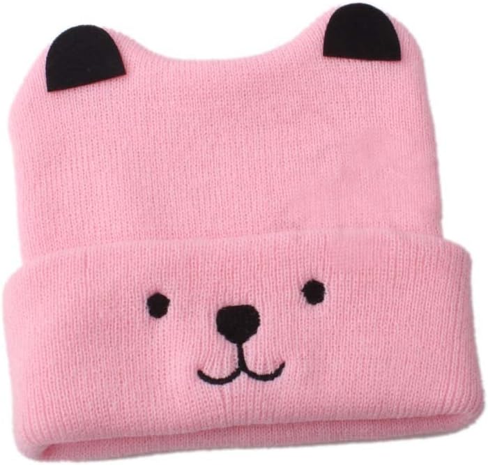 Toddler Baby Soft Caps | Beanie Earflaps Little Girl Boy Colorful Cartoon Bear Warm Knit Hat (1-3 Years)