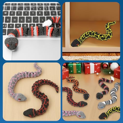 TXB3DOK 3D Printed Snake Toys 6 Pack, Articulated Multicolor Fidget Snakes for Kids, Flexible Desk Pet, Sensory Toy, Collectible Animal Figures, Birthday Gift, 3D Print Toys for Boys Girls - image 4