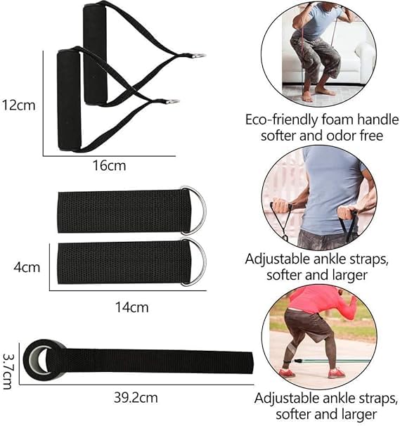Image of Resistance Bands Set with Handles, Door Anchor & Ankle Straps - Exercise Bands Workout Tonning Tube Kit for Home Gym Workout, Strength Training & Fitness for Men, Women (100LB)