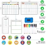 Magnetic Dry Erase 2026 Calendar Kit, 4 Pack Feela Magnetic Whiteboard Calendar for Refrigerator Includes 2 Large 17''x13'' Monthly Chalkboard 1 Grocery List 1 DIY Note for Home Office