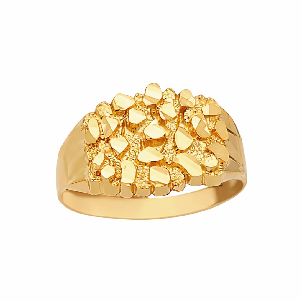 10k Gold Solid Nugget Ring Men's Gold Ring