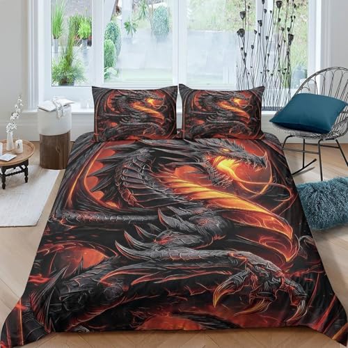 Parure de lit microfibre haut de gamme imprimé dragon 3D - 4
