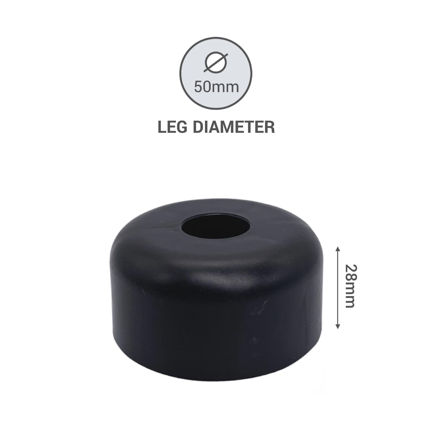 SKIR'CO 8 pcs Black Plastic Furniture Legs, Height 28 mm, Round Furniture Feet, Diameter 50 mm, Screws Included - Image 4