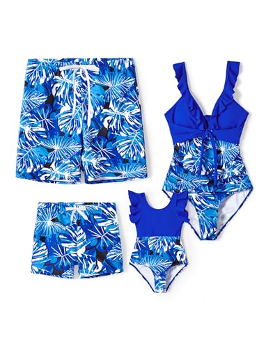 Image of PATPAT Family Matching Swimwear Set: Floral Print Sleeveless Ruffled One Piece Bathing Suits
