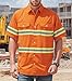 Ousafeve Class 3 Orange Hi Vis Button Up Safety Work Shirts for Men Reflective (X-Large, Orange_Short)