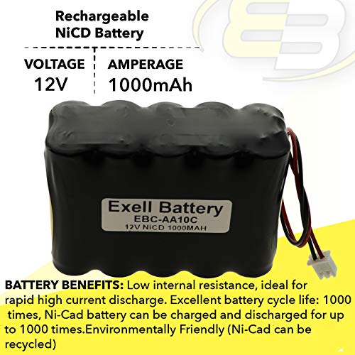 Exell 12V Custom Nicd 1000Mah Battery Pack With Wire And Connector For Communication Equipment, Lighting, Power Tools And More. #TOP6