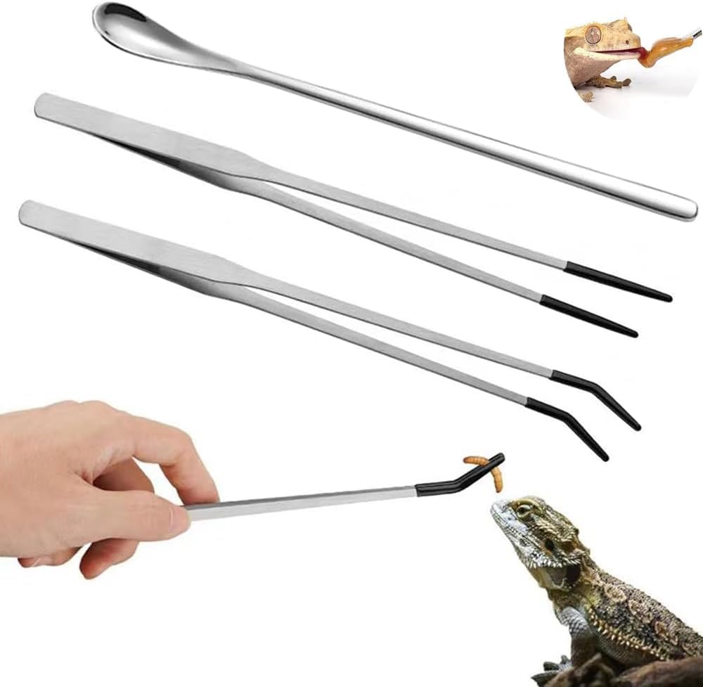 Futterzange mit Gummispitze für Reptilien, Reptilien-Futterwerkzeug-Set, lange Pinzette für Aquarien oder Bastelarbeiten, Bartdrache, Reptilien, Gecko, Frosch, Schlangen, Tankgehege