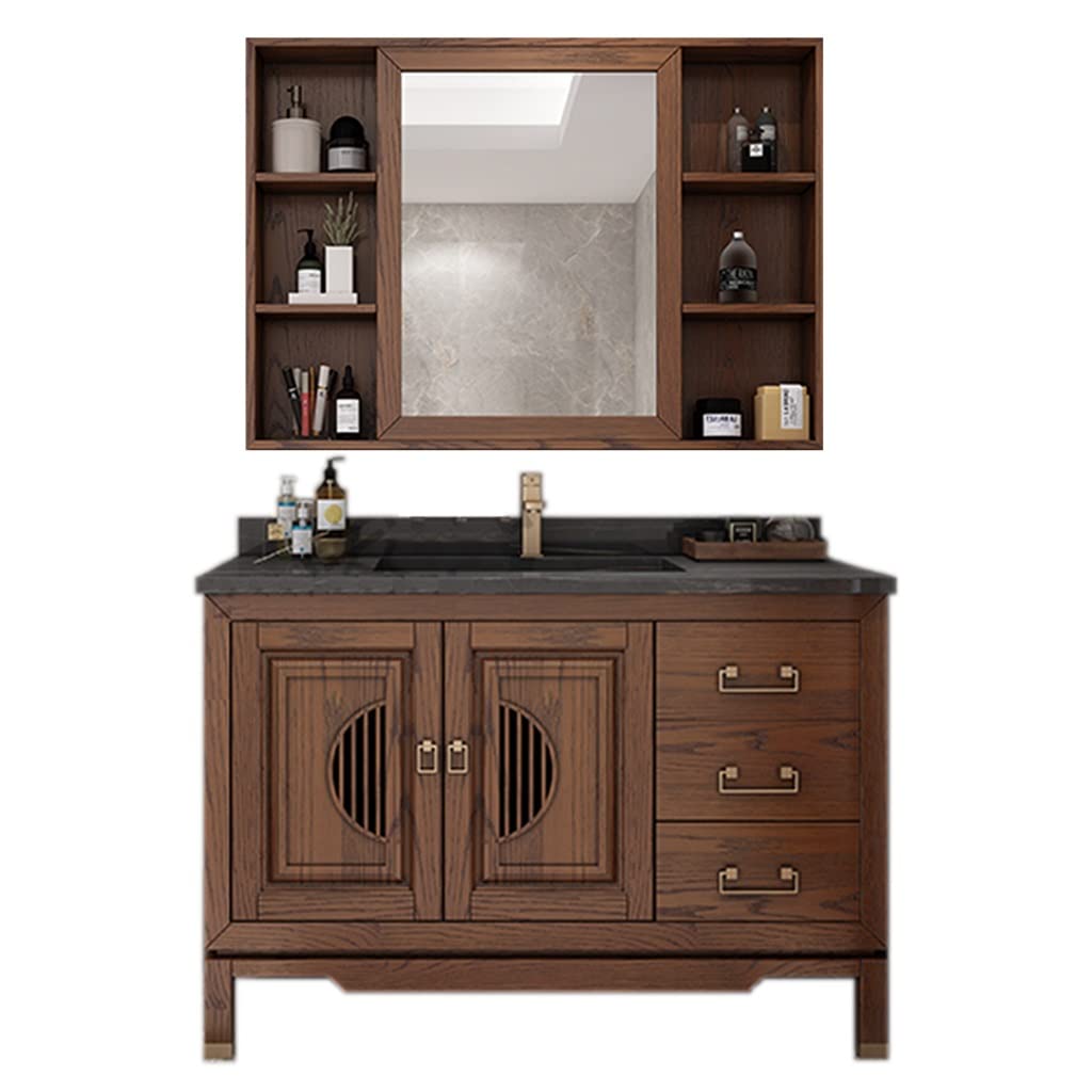 OTQEFTN 3 Piece Set Bathroom Furniture, Under Sink Storage Floor Cabinet Organizer, Wall Mounted Medicine Cabinet for Makeup Shaving,Recess or Surface Mount