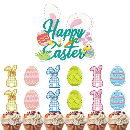 Banderines de Pascua, decoraciones de guirnaldas de banderines 'Happy Easter', guirnalda con patrón de huevos de Pascua de conejito, para fies-ta, interior y exterior