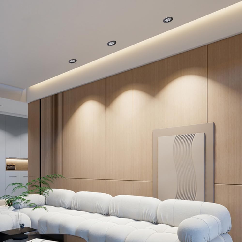 Recessed Downlight,Ceiling Spot Lights,LED Recessed Lighting 3.14in Ceiling Spotlight Gallery Picture Lights & Mini Accent Spotlights Artwork Display Lamps Hallway Downlights(Black3000k,5W)