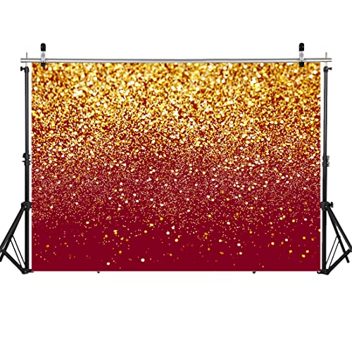 Fondo rojo de lentejuelas 8x6ft con motivos dorados miniatura 5
