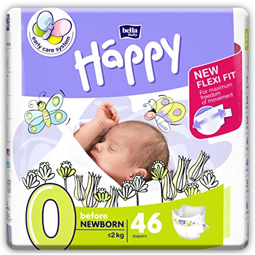 bella baby Happy Windeln Größe 0 Before Newborn < 2 kg, (3 x 46 Stück) für Frühgeborene mit besonderen Bedürfnissen