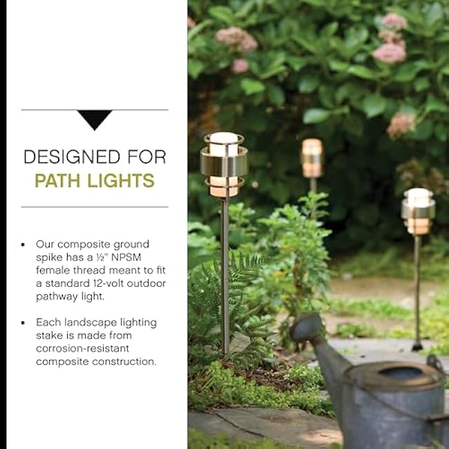 Hinkley 9-Inch Composite Ground Stake - 9¡ì Ground Stakes Replacement for Outdoor Landscape Lighting - Corrosion Resistant, Bronze Finish, Plastic Landscape Light Stake for 12V Fixtures, 0014BZ