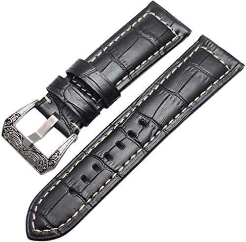 Bracelet de montre en cuir véritable fait main et épais de 22mm 24mm