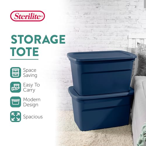 Image of Sterilite Tote, Plastic Storage Bins with Snap Lids, 30 Gallon, 12-Pack