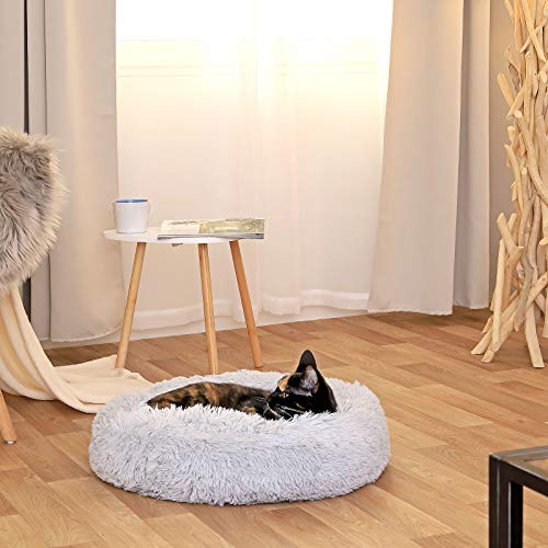 lionto-Hundebett-rund-Hundekissen-Hundesofa-Katzenbett-Donut-S-40-cm-O-Hellgrau